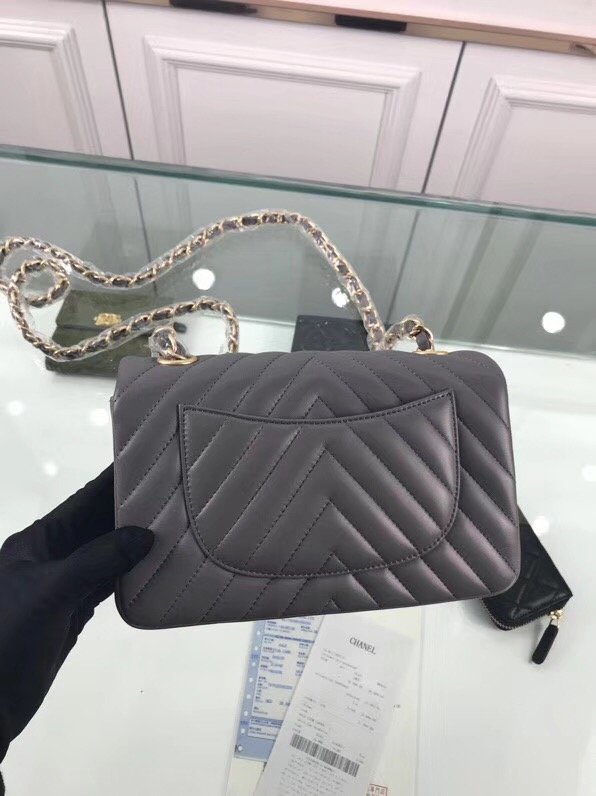 CC original lambskin leather mini flap bag A69900-4 dark gray