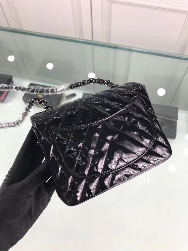 CC original patent leather super mini flap bag A35200 black