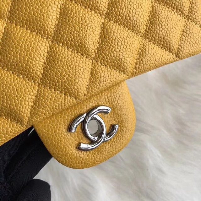 CC original grained calfskin mini flap bag A69900 yellow