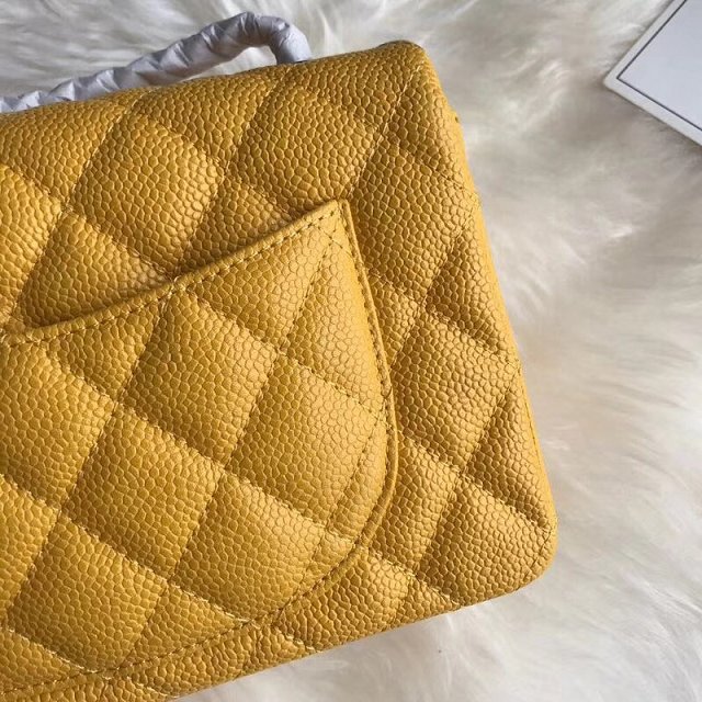 CC original grained calfskin mini flap bag A69900 yellow