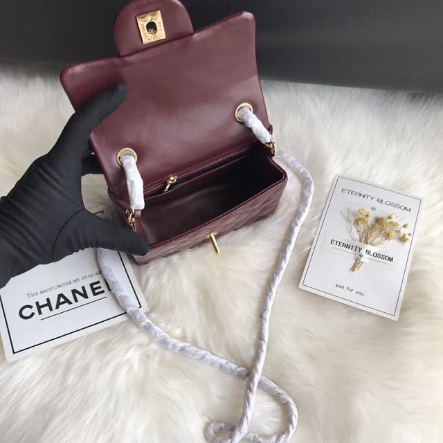 CC original lambskin super mini flap bag A35200 bordeaux