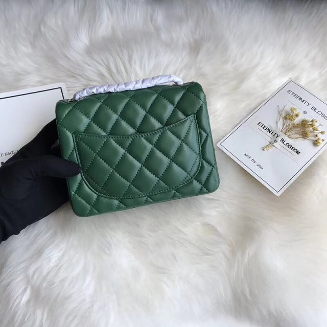 CC original lambskin super mini flap bag A35200 green 