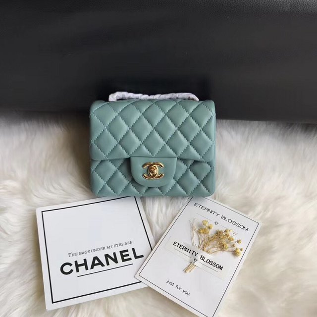 CC original lambskin super mini flap bag A35200 lake blue