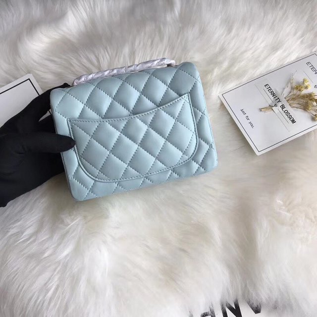 CC original lambskin super mini flap bag A35200 light blue