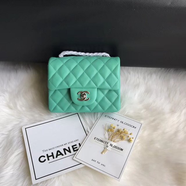 CC original lambskin super mini flap bag A35200 light green 