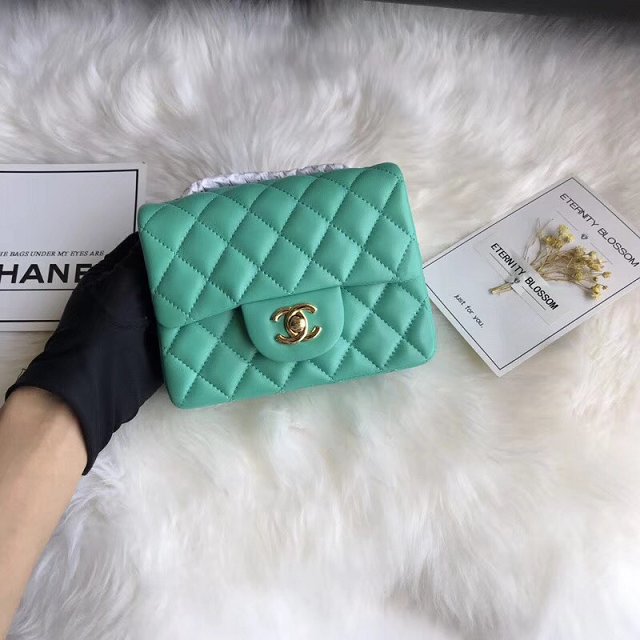 CC original lambskin super mini flap bag A35200 light green 