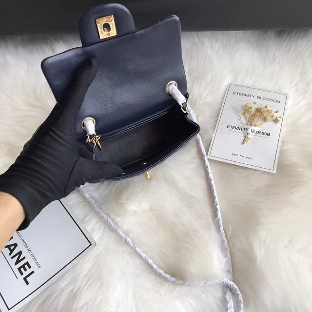 CC original lambskin super mini flap bag A35200 navy blue