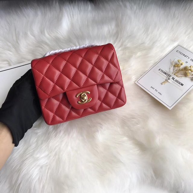 CC original lambskin super mini flap bag A35200 red