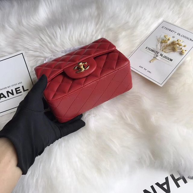 CC original lambskin super mini flap bag A35200 red