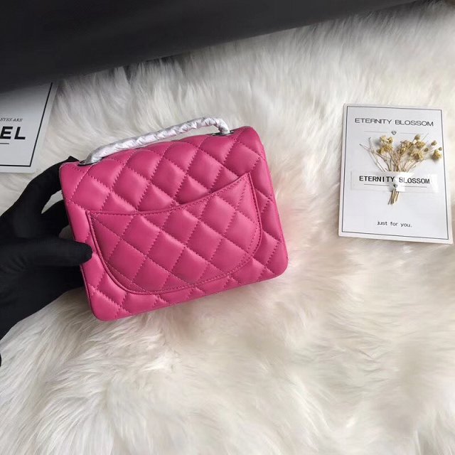 CC original lambskin super mini flap bag A35200 rose red