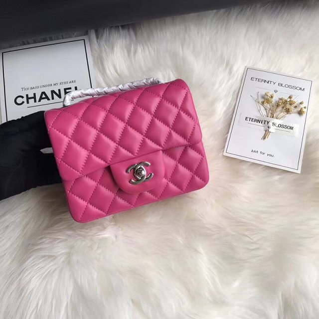 CC original lambskin super mini flap bag A35200 rose red