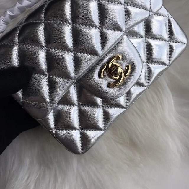 CC original lambskin super mini flap bag A35200 silver