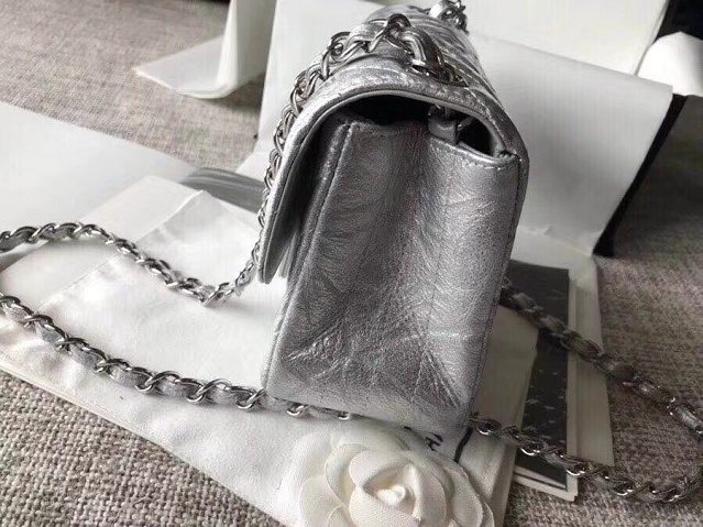 CC original lambskin super mini flap bag A35200 silver