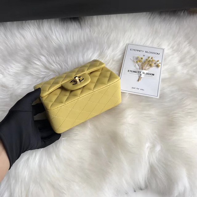 CC original lambskin super mini flap bag A35200 yellow