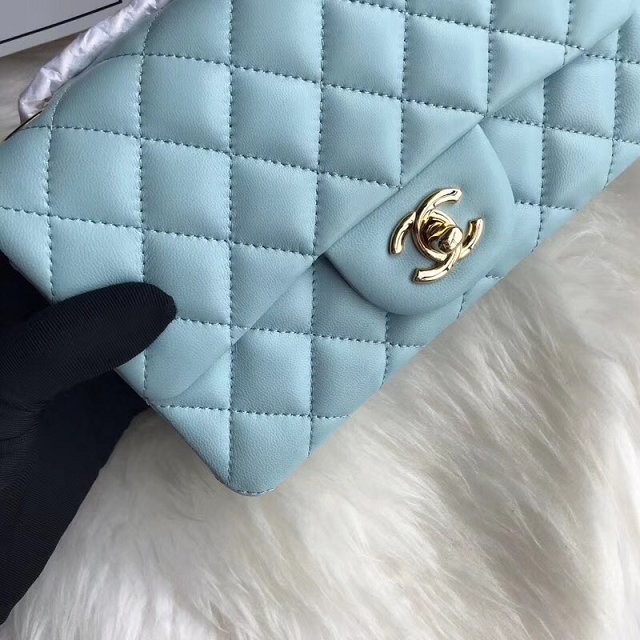 CC original lambskin leather mini flap bag A69900 sky blue