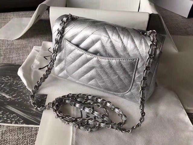 CC original lambskin leather mini flap bag A69900-4 silver