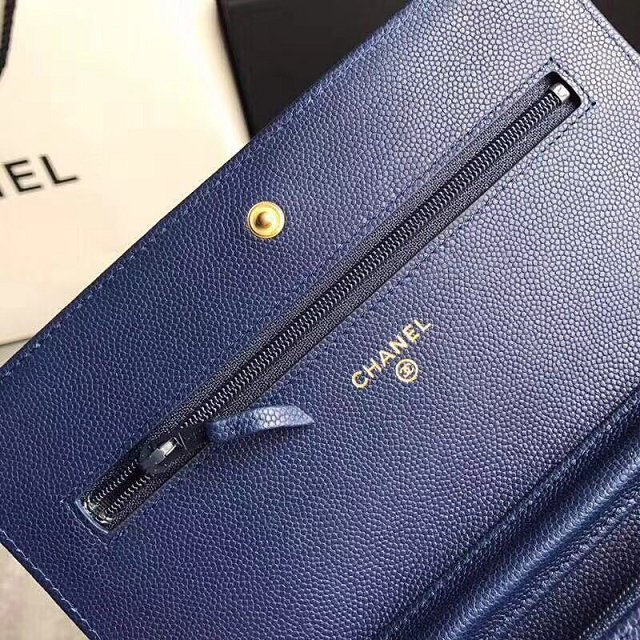 CC original grained calfskin woc chain bag 80983 blue