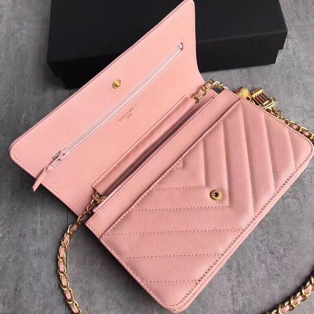 CC original grained calfskin woc chain bag 80983 pink