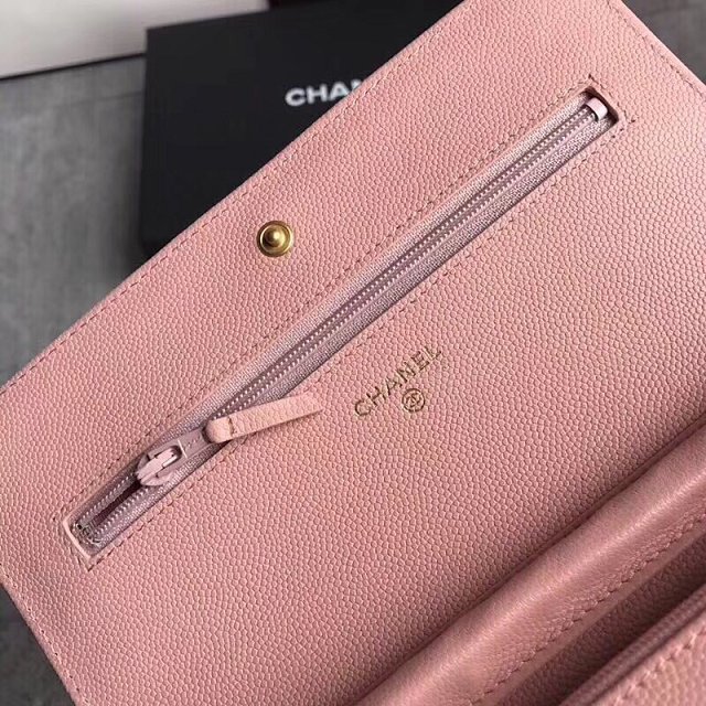 CC original grained calfskin woc chain bag 80983 pink