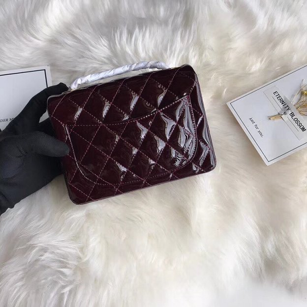 CC original patent calfskin mini flap bag A69906 burgundy