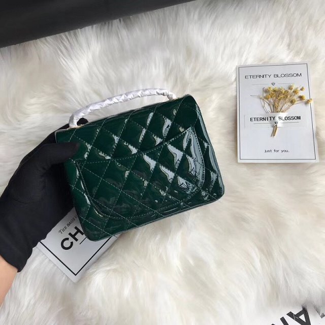 CC original patent calfskin mini flap bag A69906 green