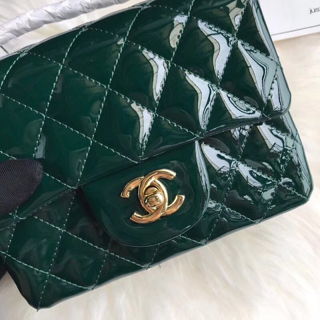 CC original patent calfskin mini flap bag A69906 green