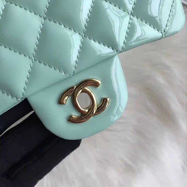 CC original patent calfskin mini flap bag A69906 light green