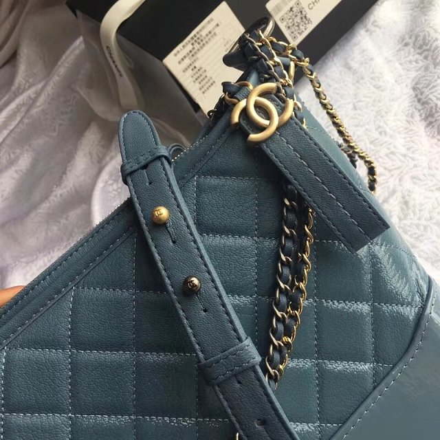 2018 CC original calfskin gabrielle hobo bag A93824 lake blue