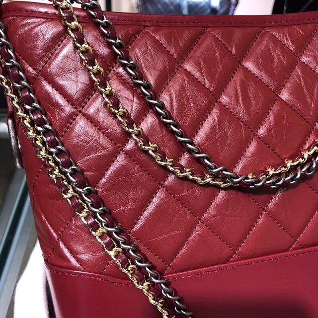 CC original aged calfskin gabrielle hobo bag A93824 dark red