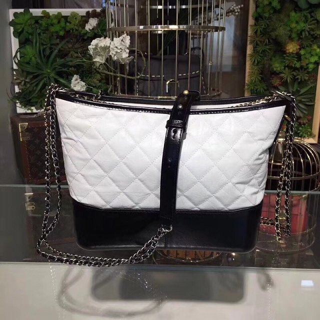 CC original aged calfskin gabrielle hobo bag A93824 white&black