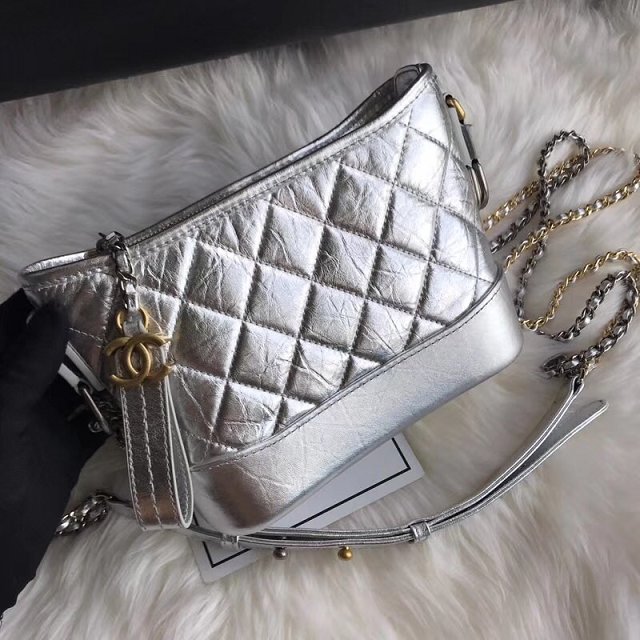 CC original aged calfskin gabrielle small hobo bag A91810 silver