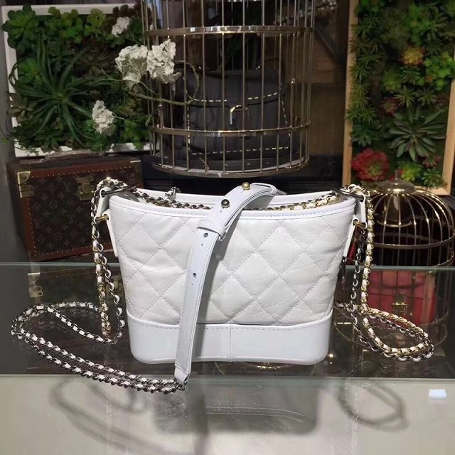 CC original aged calfskin gabrielle small hobo bag A91810 white