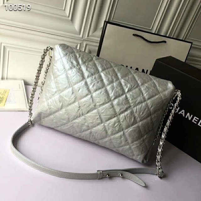 2019 CC original calfskin large flap bag A57085 silver