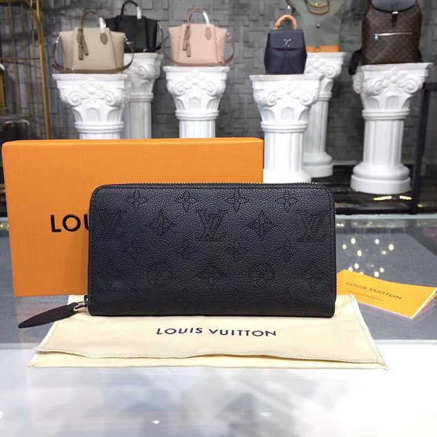 Louis vuitton original mahina leather zippy wallet M61867 black