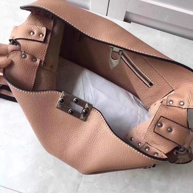 Valentino original calfskin rockstud large hobo bag 0941 apricot