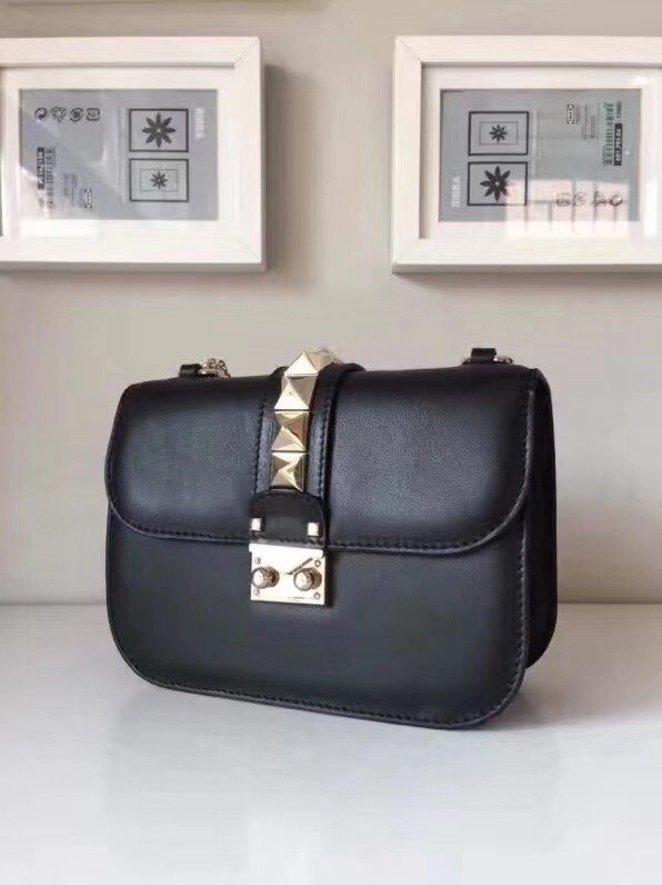 Valentino original smooth calfskin small chain shoulder bag 0312 black