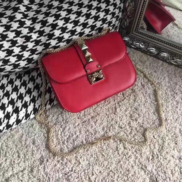 Valentino original smooth calfskin small chain shoulder bag 0312 red