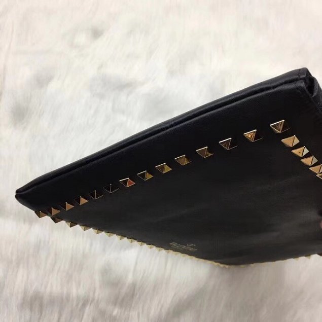 Valentino original calfskin rockstud clutch 0147 black