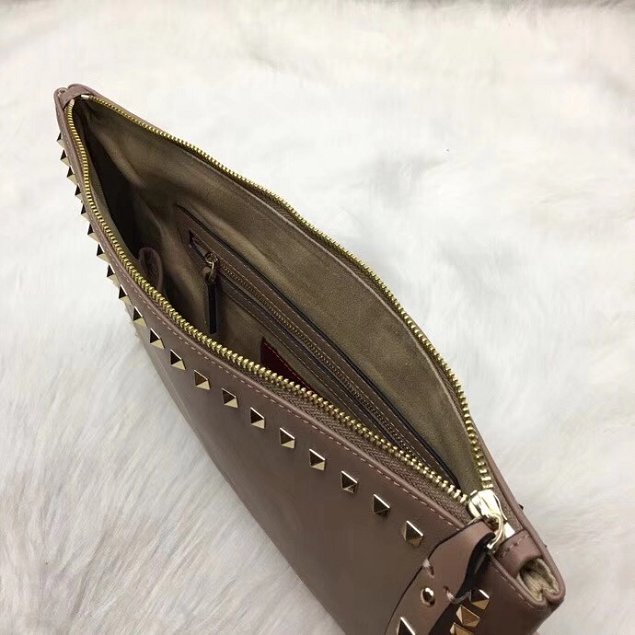 Valentino original calfskin rockstud clutch 0147 nude