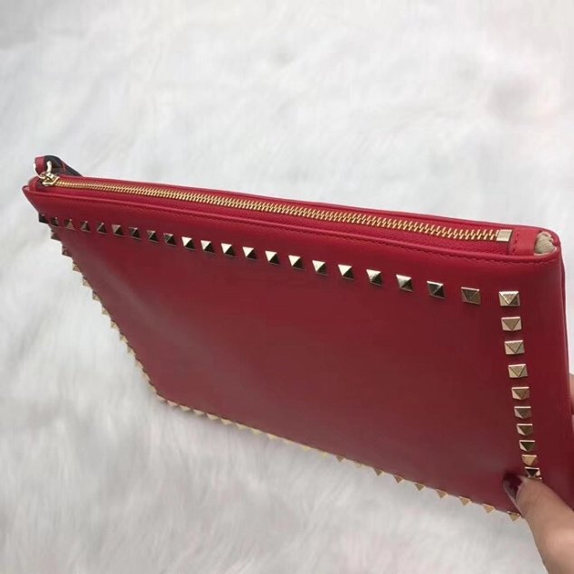 Valentino original calfskin rockstud clutch 0147 red