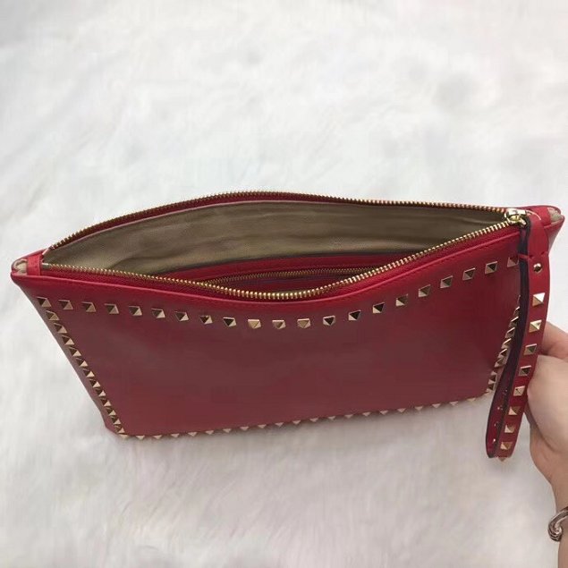 Valentino original calfskin rockstud clutch 0147 red