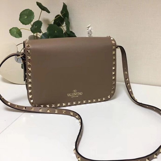 Valentino original calfskin rockstud shoulder bag 0125 grey