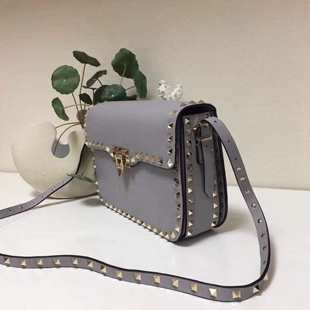 Valentino original calfskin rockstud shoulder bag 0125 grey