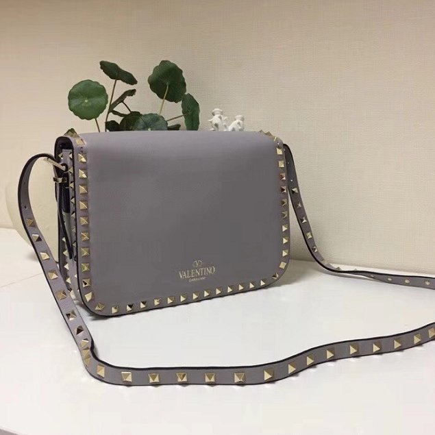 Valentino original calfskin rockstud shoulder bag 0125 grey