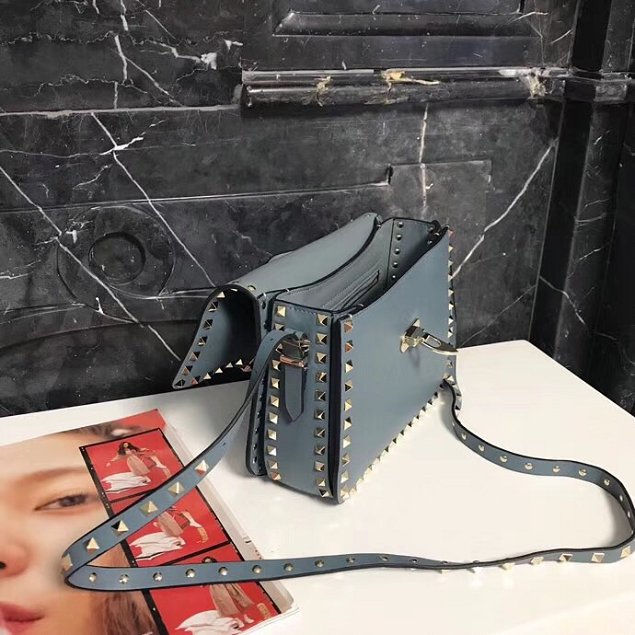 Valentino original calfskin rockstud shoulder bag 0125 light blue