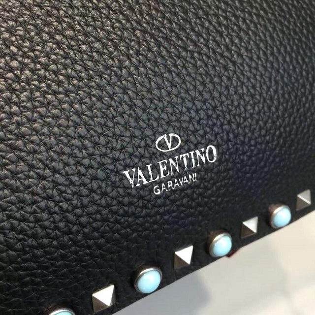 Valentino original calfskin blue-rockstud large tote bag 0970 black