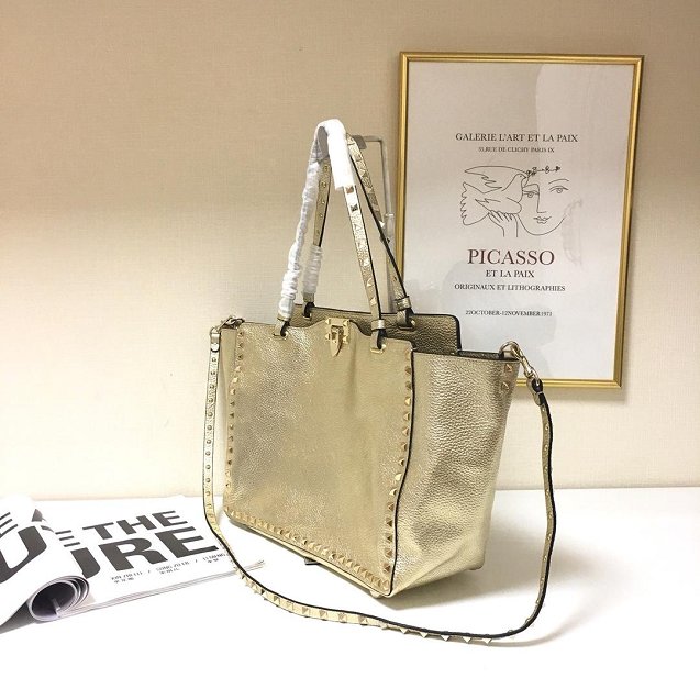 Valentino original calfskin rockstud large tote bag 0970 gold