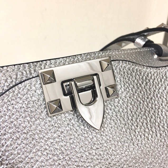 Valentino original calfskin rockstud large tote bag 0970 silver