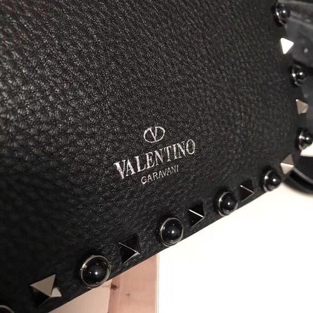 Valentino original calfskin rockstud mini shoulder bag 0124 black