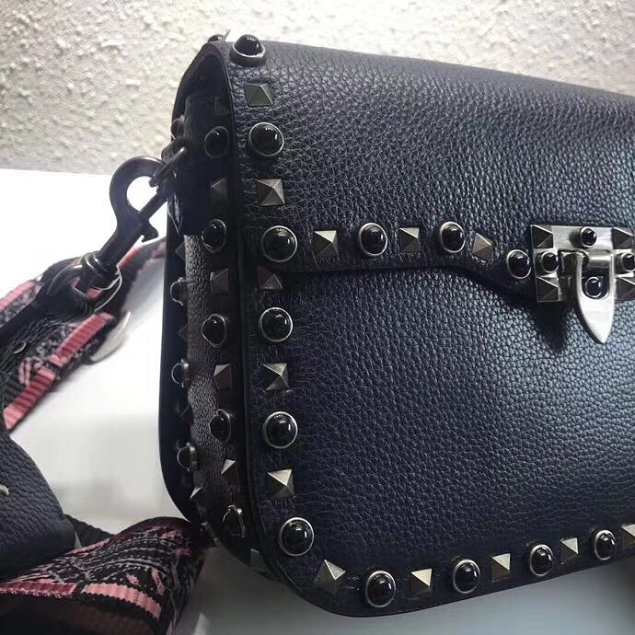 Valentino original calfskin rockstud shoulder bag 0125 black